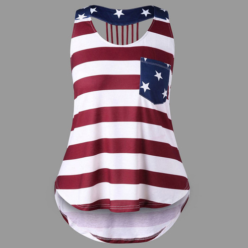 Camiseta Casual Sin Mangas Con Bolsillo Sin Mangas Con Bande