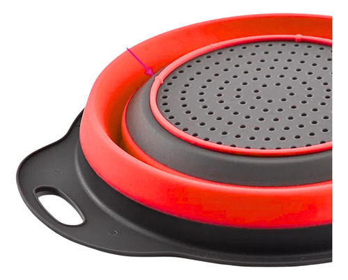 Cesta Colador Escurridor Plegable Redondo Silicona 24 Cm Roj