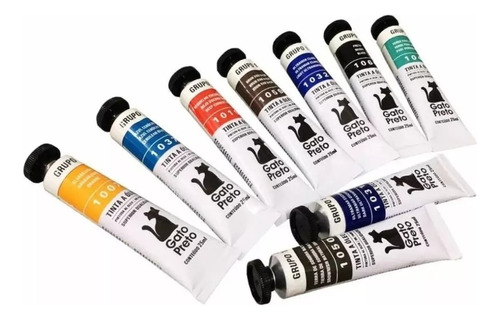 Kit 4 Tintas Óleo Gato Preto 20ml - Cores A Sua Escolha