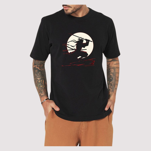 Playera Negra Ninja Con Espada