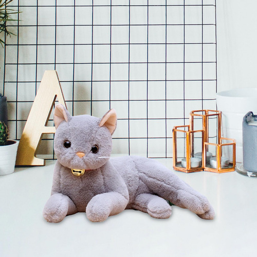 Figura De Peluche Suave De Gato Gris 29cm Opcional Gris 29cm