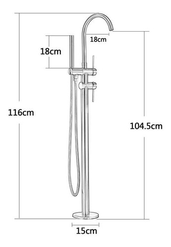Imagem 2 de 11 de Misturador Banheira Preto Fosco Bica Alta Piso Freestanding