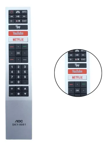 comprar Controle Remoto Compatível Aoc Smart Tv 4k Netflix Youtube