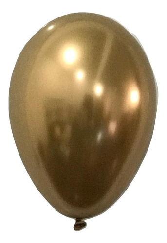Imagem 1 de 5 de Bexiga Balão 9'' Metalico Cromado São Roque 25unid Dourado