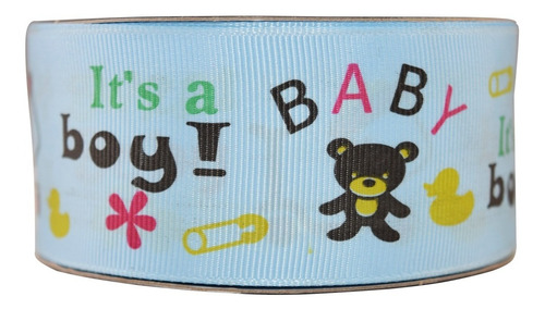 Imagen 3 de 3 de Listón Popotillo Estampado Baby Shower,2 Piezas,014-1 1/2b