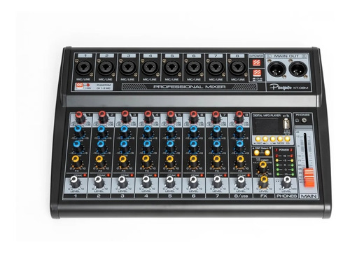 Consola Mixer 8 Canales Parquer Kt-08m Efectos Usb Phantom