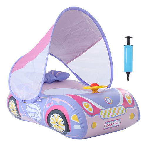 Flotador Con Forma De Coche Inflable Rosa Para Bebés, Con Fo