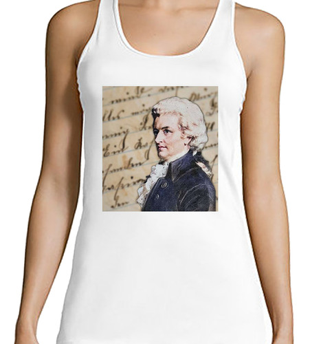 Musculosa Mujer Mozart Diseño Con Partituras De Fondo M1