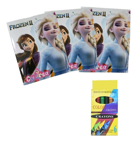 Frozen Cumpleaños Libros Colorear 10 Piezas Crayolas 