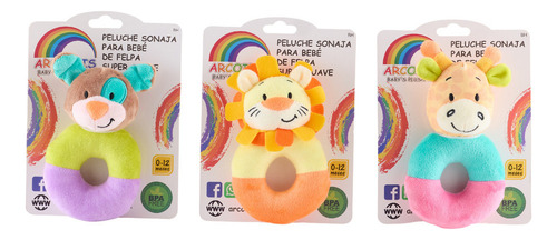 Sonaja Infantil Animales 16 Cm Peluche Felpa Didáctico