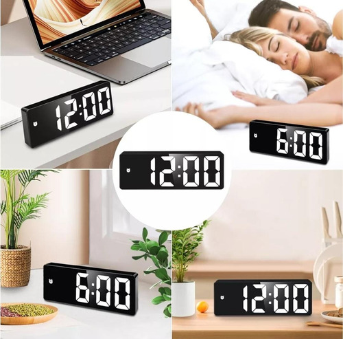 Reloj Digital De Pared Led Termómetro Y Despertadores