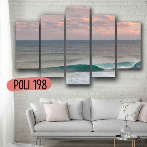 Imagen 3 de 10 de Cuadro Olas Surf Mar Xxl En 5 Partes 150x100