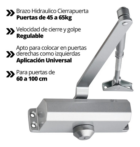 Cierra Puerta Aluminio Hidráulico 45 65 Kilos Alto Transito