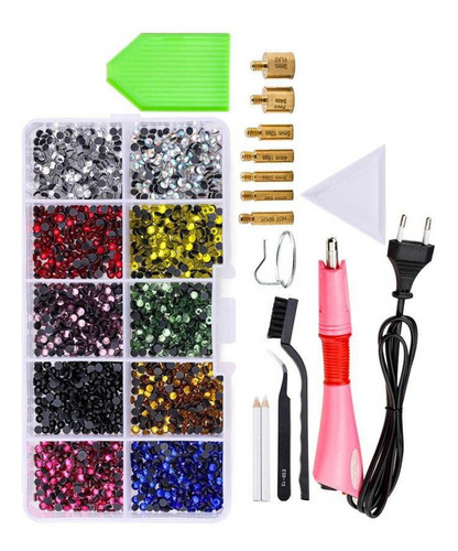 Kit Caneta De Strass Termocolante Hotfix+strass 3mm Completo