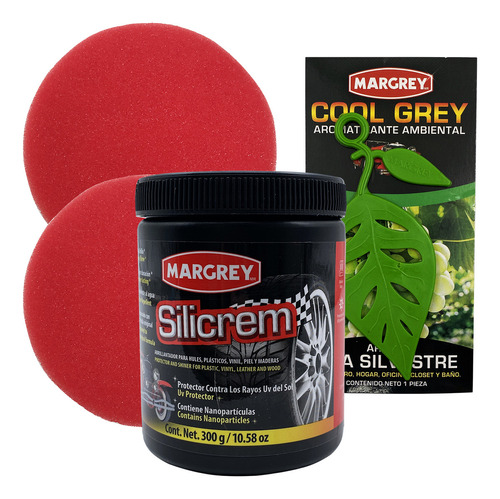 Abrillantador Crema De Silicon Automotriz Silicrem Margrey con esponjas y aromatizante