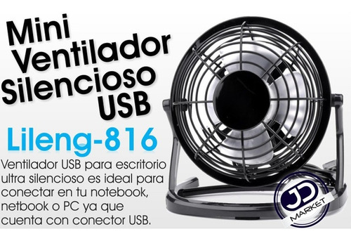 Ventilador Usb Portátil, Ajustable Ligero Silencioso, Negro