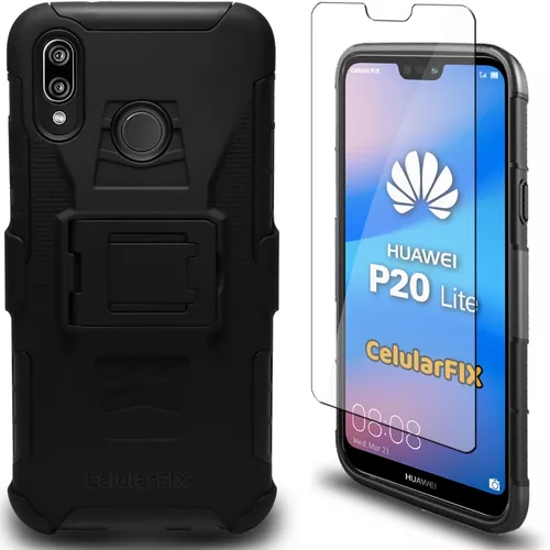 Funda de teléfono para Huawei P20 Pro con protector de pantalla de vidrio  templado y soporte soporte rígido híbrido protector accesorios para celda