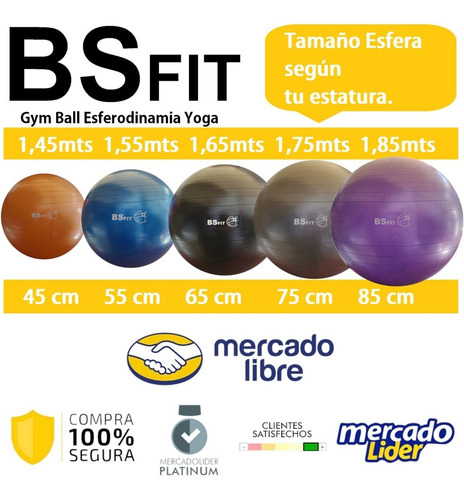 Imagen 3 de 10 de Pelota Esferodinamia De 75 Cm + Inflador Fit Gym Ball Pilates Yoga