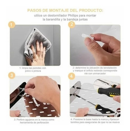 Imagen 8 de 9 de Repisa Esquinera Aluminio Inoxidable Brillante 4 Niveles