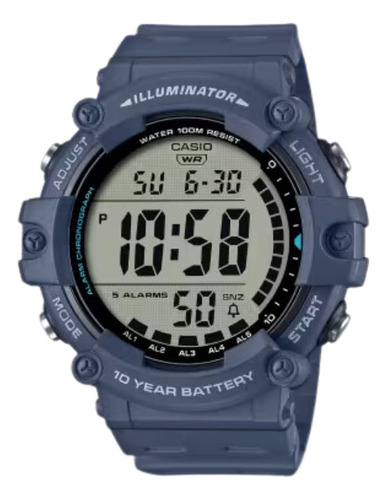 Reloj Casio Hombre Digital Ae-1500wh-2av Color de la correa Azul Color del bisel Azul Color del fondo Gris