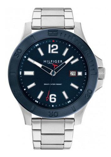 Reloj Tommy Hilfiger Hombre Acero Inoxidable 1791994 Ryan Color de la correa Plateado Color del bisel Plateado Color del fondo Azul