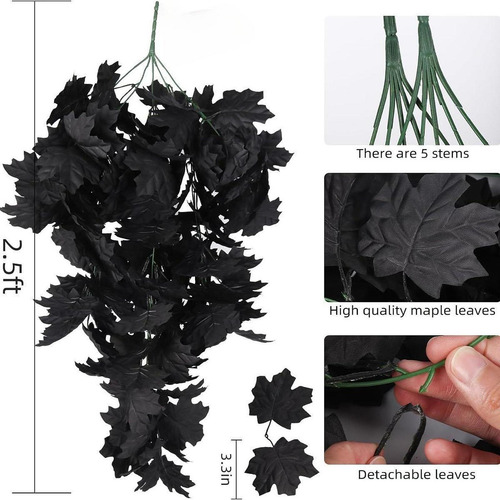 Guirnalda De Hojas De Arce Negras Para Pared, Enredadera De