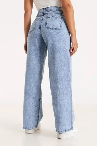 Mom Jeans Mujer Pantalon Vintage Ancho Tiro Alto Rígido Wide