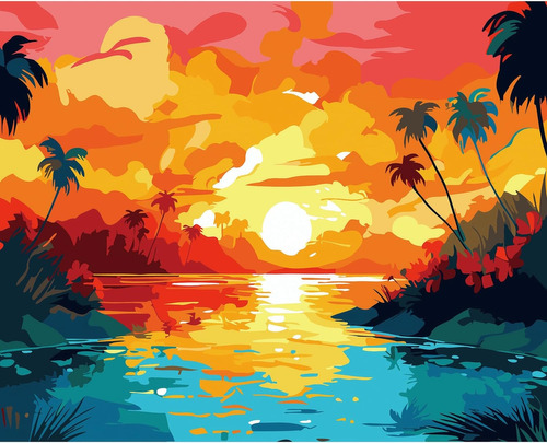 Sunset Adult Paint By Number Kits, Landscape Paint By N...