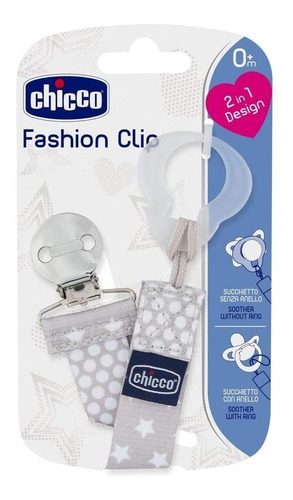 Imagen 1 de 6 de Chicco Clip Fashion Para Chupón, Color Gris