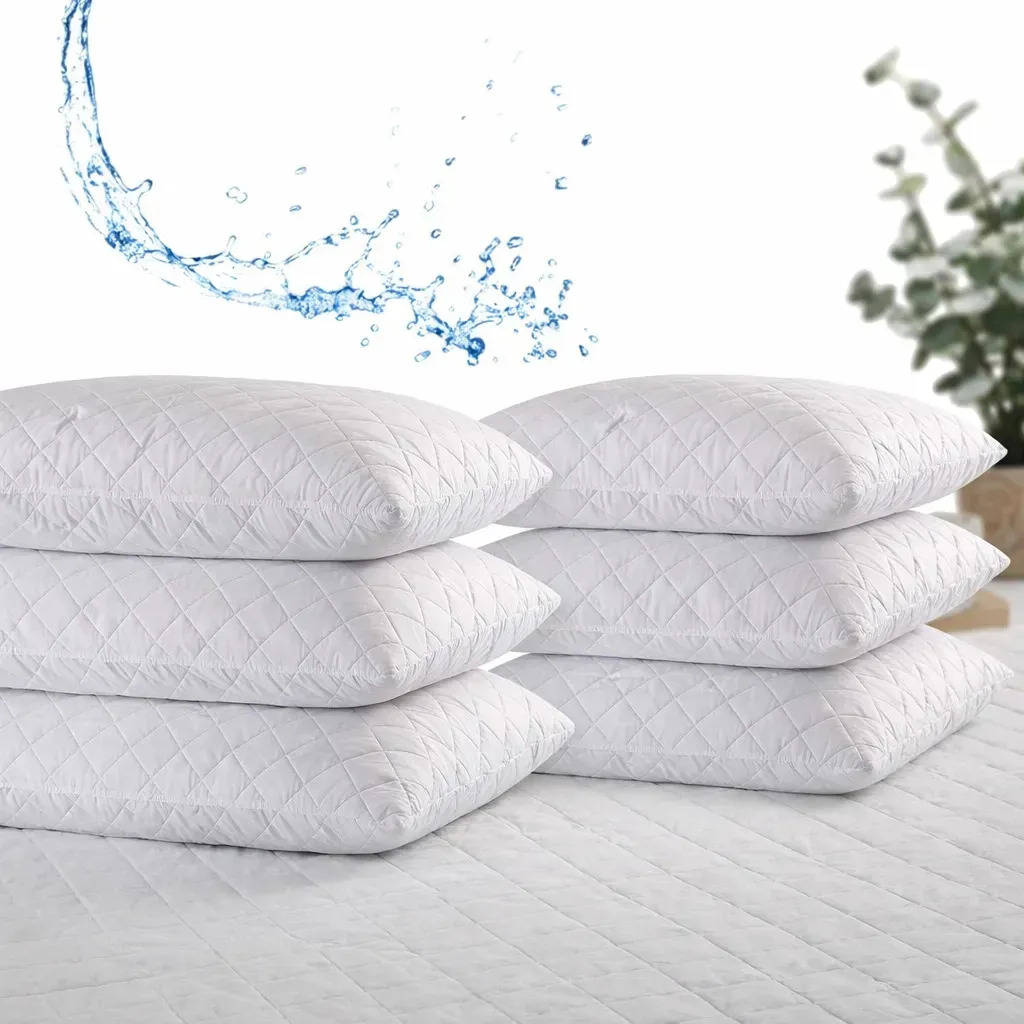 Kit 6 Capas Protetoras de Travesseiro Impermeáveis Matelassê para Alergia com Zíper, de Algodão 70x50cm