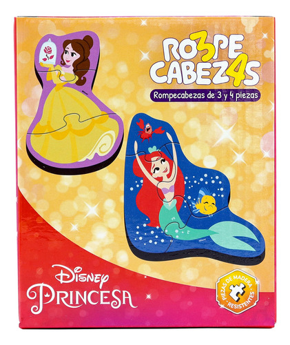 Rompecabezas Princesas Disney 3 Y 4 Piezas De Madera