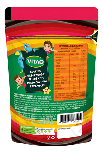 Cookies Morango Cobertura Chocolate S/ Gluten Kids 80g Vitao