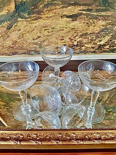 Juego De 11 Copas Sidra Champagne Talladas Antiguas
