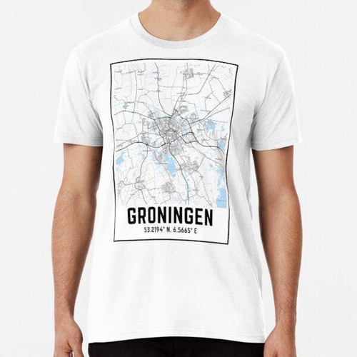 Remera Stad Groningen Zwart Wit Kaart Met Coördinaten Algodo