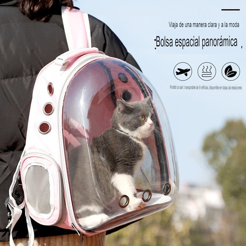 Imagen 4 de 6 de Mochila Transporte Mascotas Gatos/perros Tela Oxford + Abs