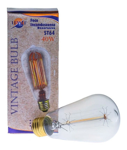 Foco Edison Vintage 40w Incandescente E26 St64 Luz Cálida
