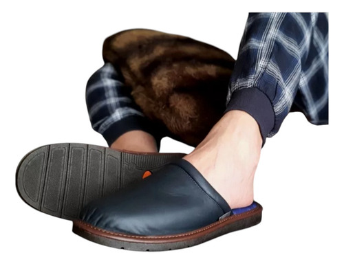 Pantuflas Caballero Stahl 4752 Azul Piel De Borrego Ligeras