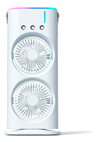 Ventilador Doble Niebla Fría Oscilación De 90° Recargable Color Blanco