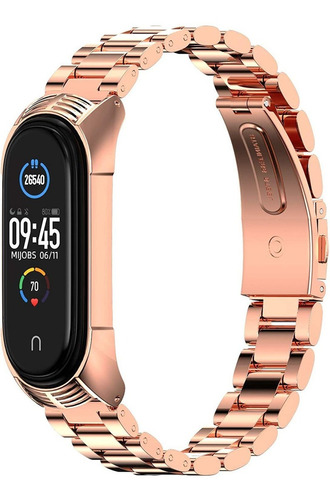 Malla De Metal Para Xiaomi Mi Band 6/5/4/3 Rosa Gold