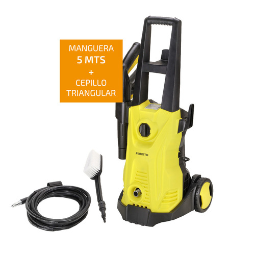 Imagen 1 de 9 de Hidrolavadora Eléctrica Femmto Alta Presion 1800w + Cepillo Color Amarillo y Negro Frecuencia 50 Hz