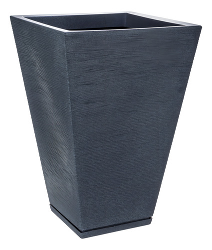 Maceta Plástica Rotomoldeada Piramidal 55 Cm Moderna + Plato Color Gris grafito Zurich 32 x 55