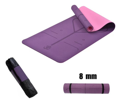 Mat Yoga Colchoneta Eco 8mm Doble Color Guías +bolso +correa