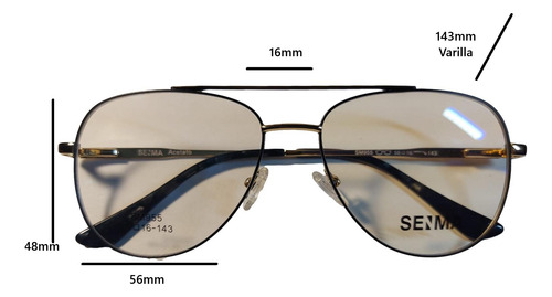 Lentes Senma Sm955 Tipo Aviador Oftálmicos Dorado