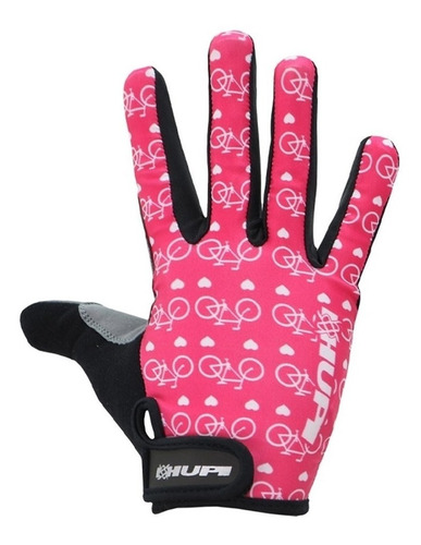 Luva Hupi Dedo Longo Love Bike Rosa Ciclismo