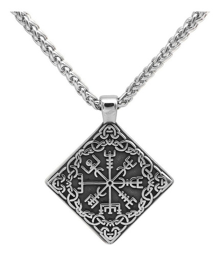 E Colar Vegvísir Viking Bússola Amuleto Relevo Ambos Os
