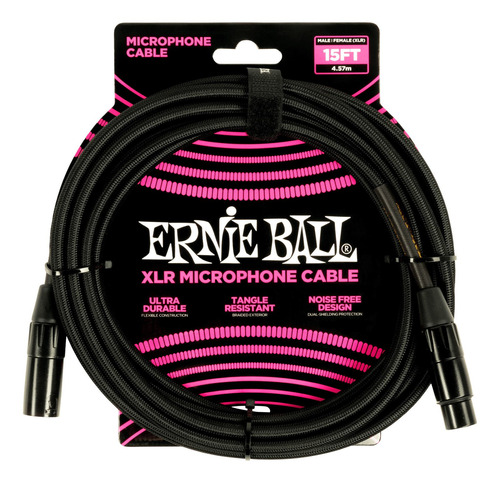 Cable Ernie Ball Para Micrófono, 4.5m Negro 6391