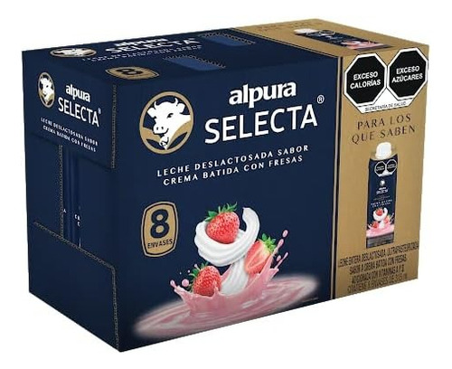 Alpura Leche Selecta Sabor Crema Con Fresa 8 Pack De 315 Ml