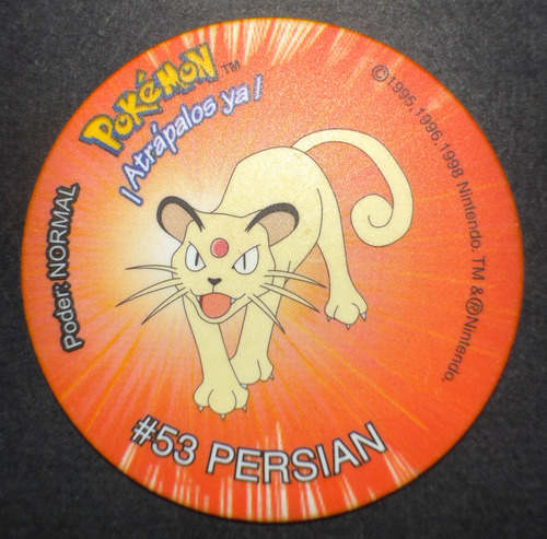 Taps 2 Pokemon De Frito Lay - #53 Persian - 1999 Original