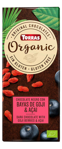 Torras Organic Chocolate Negro Goji Acai 100g Andina Grains