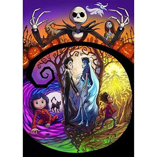 Pintura De Diamante Diy De Jack Y Sally Halloween, 12x1...